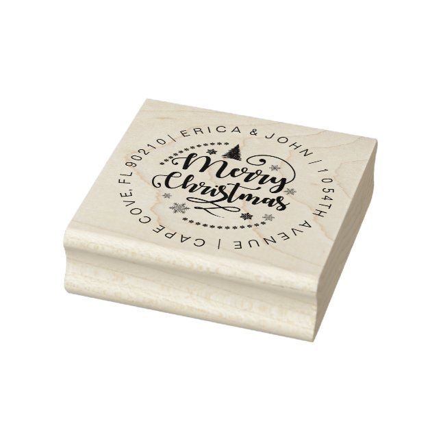 Custom address rubber stamp, merry christmas stamp (Stamp)
