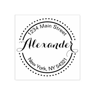Custom Address Stamp, Circle Modern Rubber Stamp