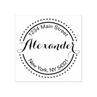 Custom Address Stamp, Circle Modern Rubber Stamp