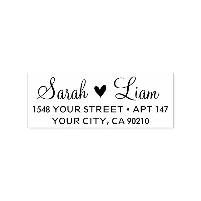 Custom address stamp with heart for weddings (Imprint)