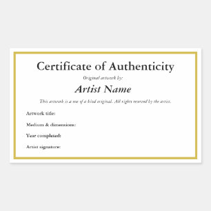Custom Adhesive Certificate of Authenticity  Rectangular Sticker
