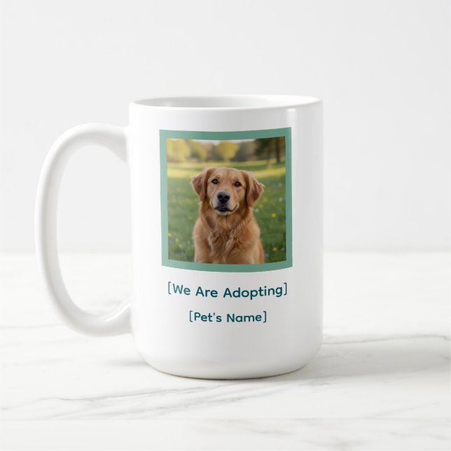 Custom Adoption Announcement Pet Photo & Name Mug (Left)