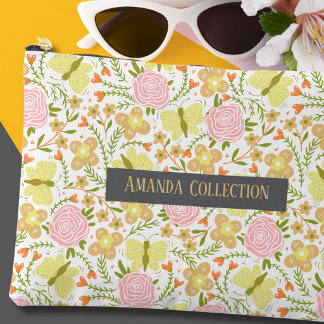 Custom Adorable beautiful modern botanical yellow Accessory Pouch