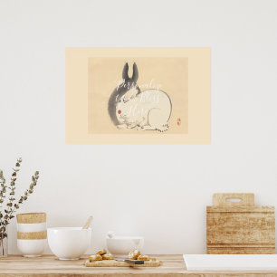 CUSTOM Adorable Japanese Rabbit Art Print by Kono