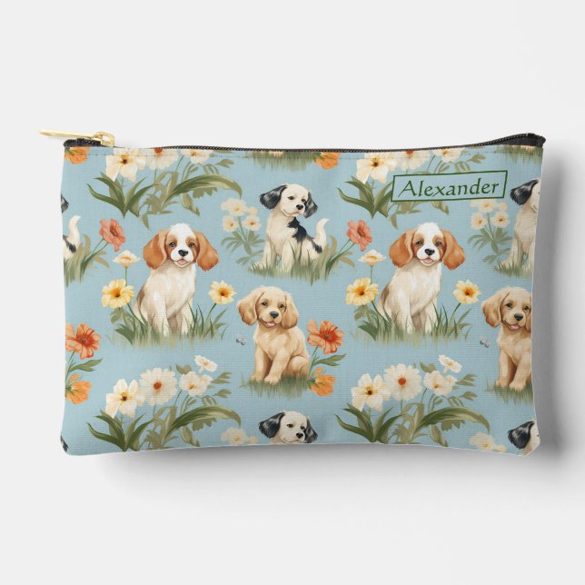 Custom Adorable Puppy Pencil Case Accessory Pouch (Front)