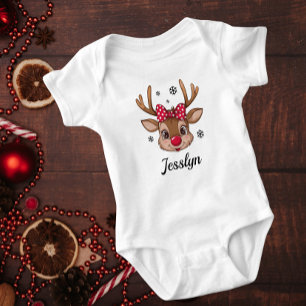 Custom Adorable Reindeer Outfit for Girls  Baby Bodysuit