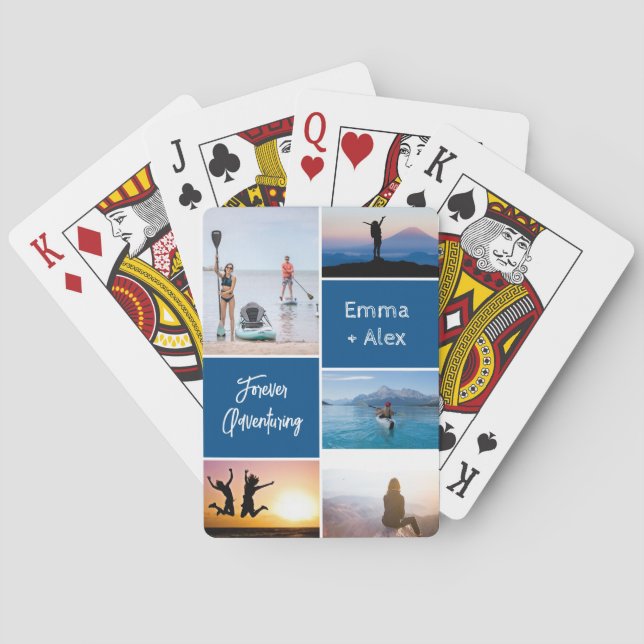 Custom Adventure Photo Collage Playing Cards (Back)