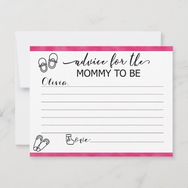 Custom Advice Cards for Mum to Be at Baby Shower (Front)