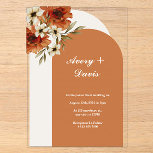 Custom Aesthetic Boho Acrylic Wedding Invitations