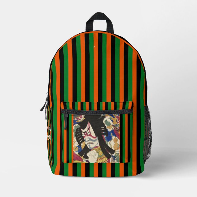  Custom Aesthetic Japanese Vintage Kabuki Stripe Printed Backpack (Front)