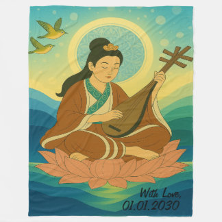 Custom Aesthetic Modern Japan Lucky Goddess  Fleece Blanket