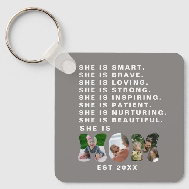 Custom Affirmation New Mum photo Gift Key Ring (Front)
