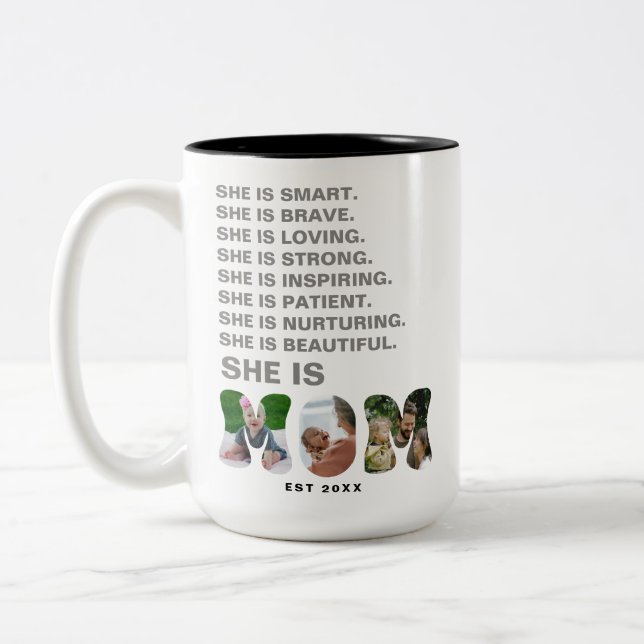 Custom Affirmation New Mum photo Gift Two-Tone Coffee Mug (Left)