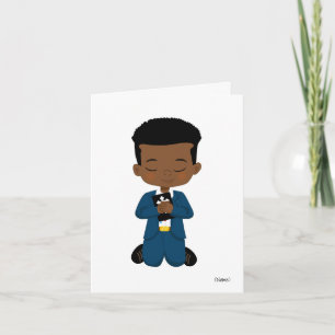 Custom African-American Boy Holy Communion Card