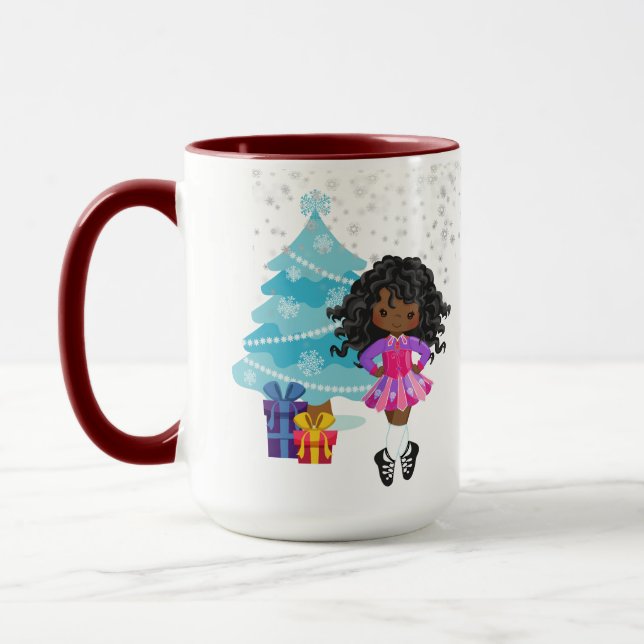 Custom African American Irish Dancer Christmas Mug (Left)