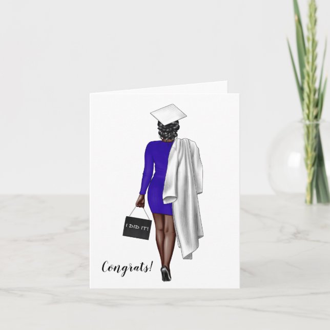Custom African-American Woman Graduation  Card (Front)