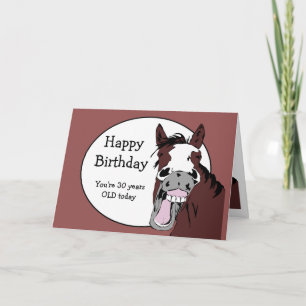 Custom Age 30th Birthday Humour with Horse Cartoon Card