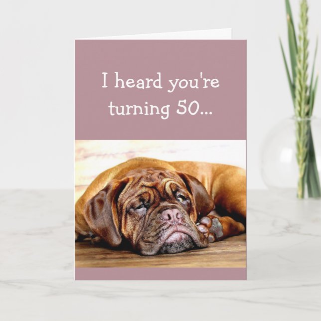 Custom Age 50th Birthday No Day Naps Sleeping Dog Card (Front)