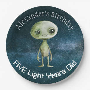 Custom Age Alien Birthday Party Paper Plate