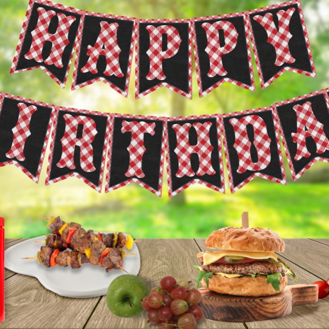 Custom Age Backyard BBQ Birthday Party Decoration Bunting (Creator Uploaded)