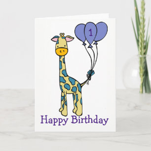 Custom Age Birthday Card - Giraffe