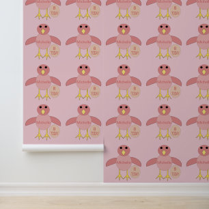 Custom Age Birthday Girl Chick Patterned Wallpaper