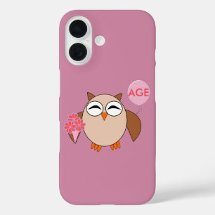 Custom Age Birthday Owl iPhone 16 Case
