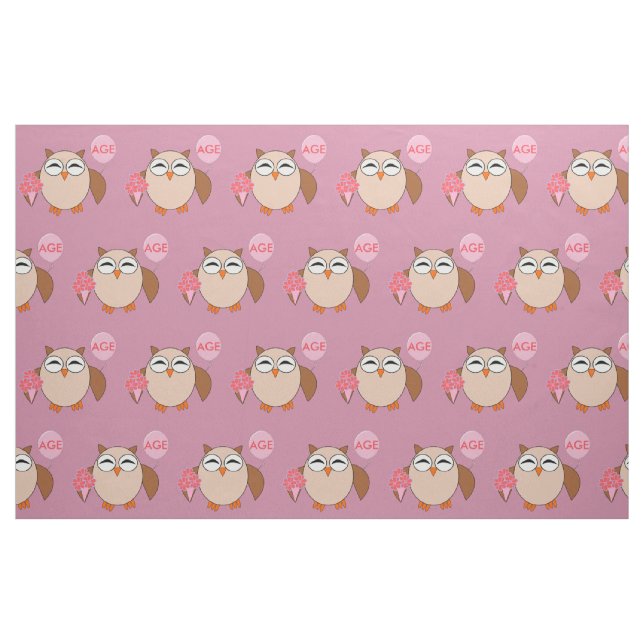 Custom Age Birthday Owl Craft Fabric (Fat Quarter)