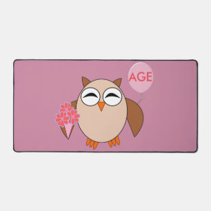 Custom Age Birthday Owl Desk Mat