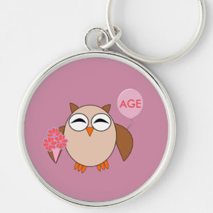 Custom Age Birthday Owl Keychain