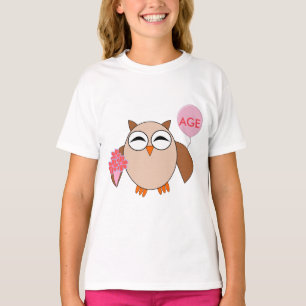 Custom Age Birthday Owl Kids T Shirt