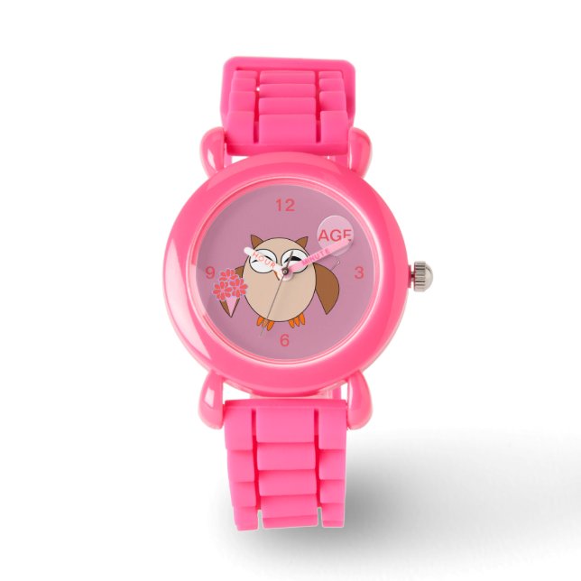 Custom Age Birthday Owl Kids Watch (Front)