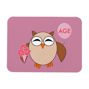 Custom Age Birthday Owl Magnet