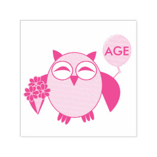 Custom Age Birthday Owl Self Inking Stamp