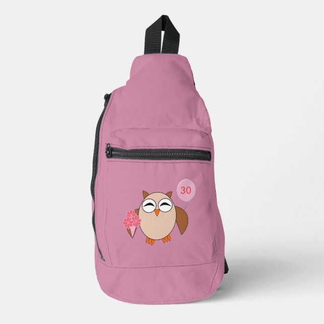 Custom Age Birthday Owl Sling Bag (Front)