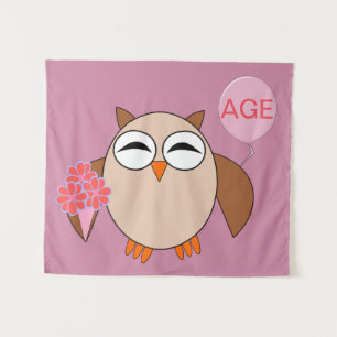 Custom Age Birthday Owl Tapestry