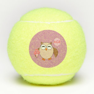 Custom Age Birthday Owl Tennis Balls