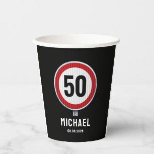 CUSTOM AGE birthday Speed limit road sign Paper Cups