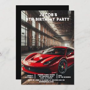 Custom Age Cars Boys Birthday Party Invitations