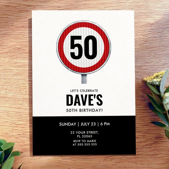 Custom age circular traffic sign birthday party  invitation (Creator Uploaded)