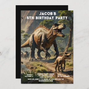 Custom Age Dinosaur Birthday Party Invitations