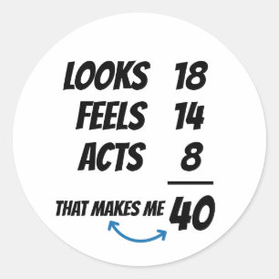Custom Age Equation Funny Personalised Birthday  Classic Round Sticker