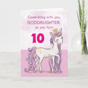 Custom Age Goddaughter Birthday Pink Horse Card