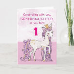 Custom Age Granddaughter Birthday Pink Horse Card<br><div class="desc">A sweet pink pony just like your granddaughter is prancing with the number one! Gold looking details are woven in her mane and tail. Perfect card to wish your granddaughter her birthday!
(Digitally rendered golden looking colour)</div>