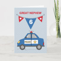 Custom Age Great Nephew 6th Birthday Police Car