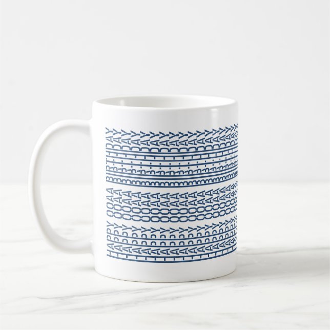 Custom Age Happy Birthday Modern Hidden Message Coffee Mug (Left)