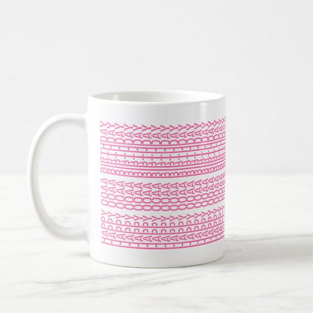 Custom Age Happy Birthday Modern Hidden Message Coffee Mug (Left)