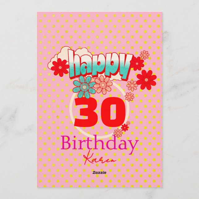 Custom Age & Name Vibrant Birthday Party Invitation (Back)