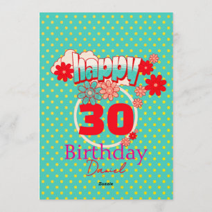 Custom Age & Name Vibrant Birthday Party Invitation