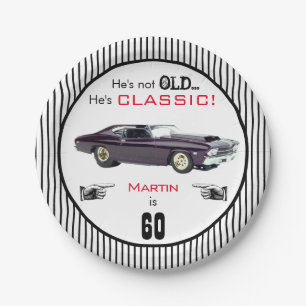 Custom Age Not Old But Classic Car Funny Birthday Paper Plate